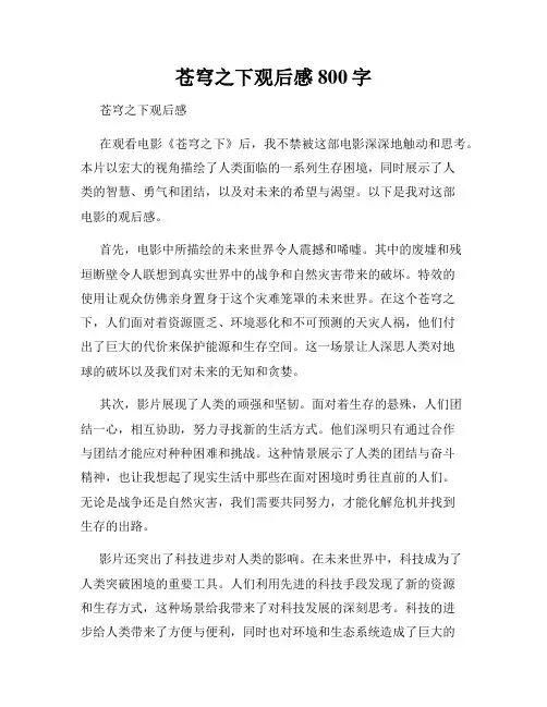 苍穹之下观后感800字