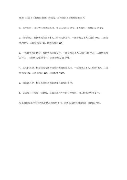 上海骨折工伤赔偿标准
