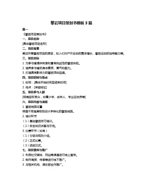 攀岩项目策划书模板3篇