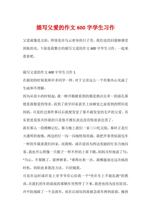 描写父爱的作文600字学生习作