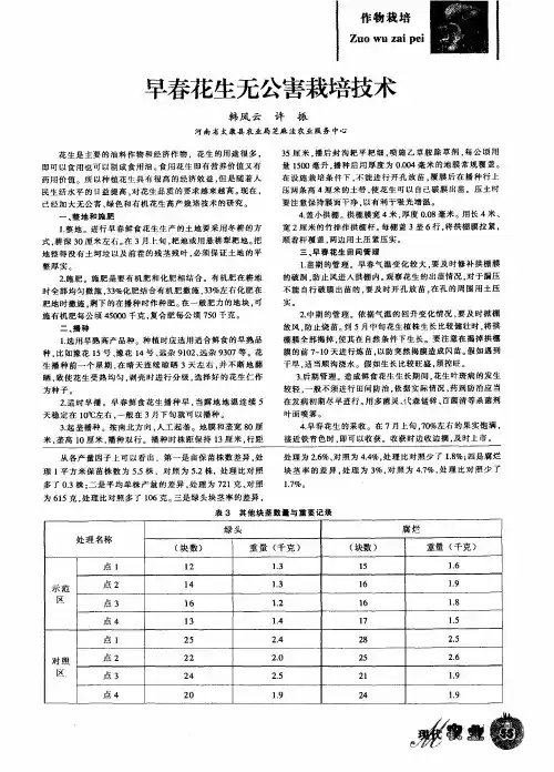 早春花生无公害栽培技术