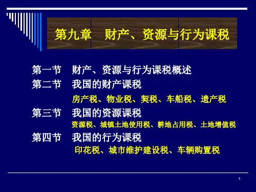 9财政学课件第九章财产资源与行为课税