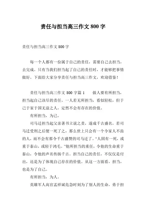 责任与担当高三作文800字