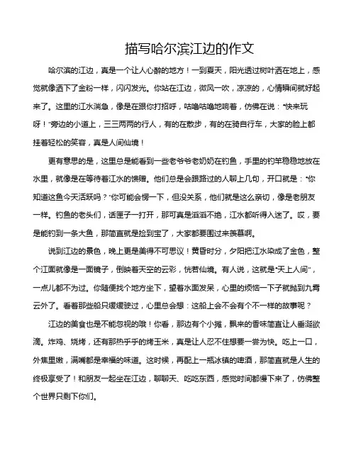 描写哈尔滨江边的作文