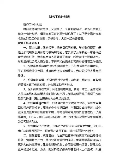 财务工作计划表