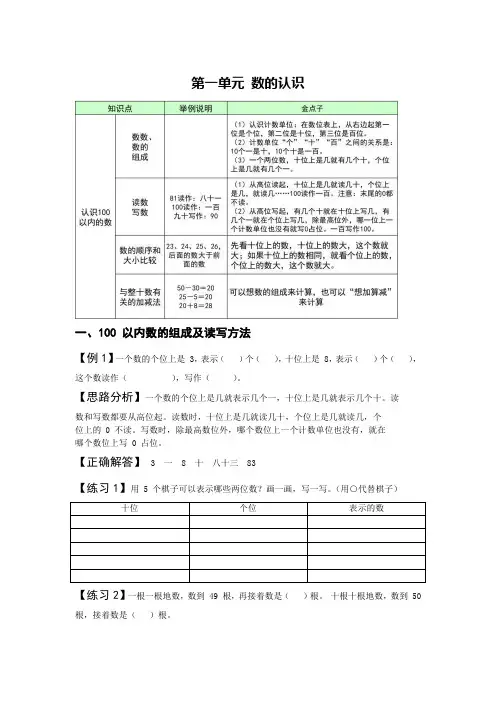 一年级下册数学期末复习材料