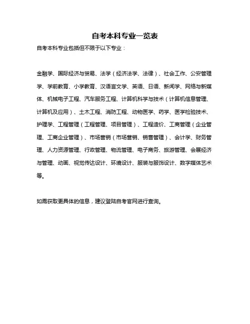 自考本科专业一览表