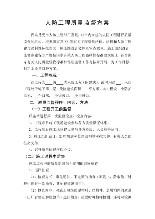 人防工程质量监督方案