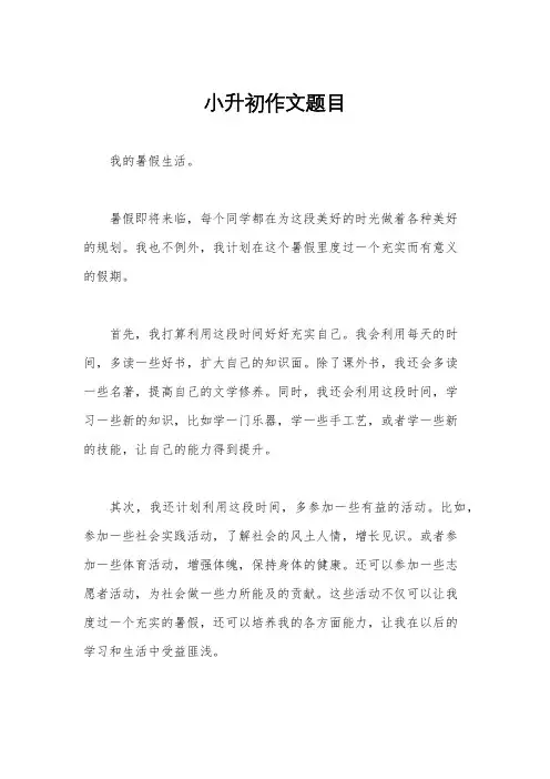 小升初作文题目