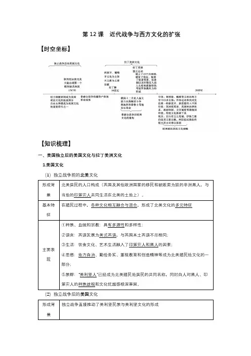 第12课《近代战争与西方文化的扩张》知识点