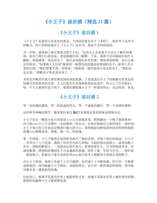 《小王子》读后感(精选21篇)