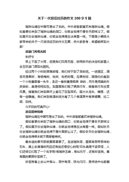 关于一次游览经历的作文200字5篇