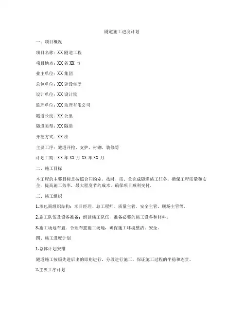 隧道施工进度计划