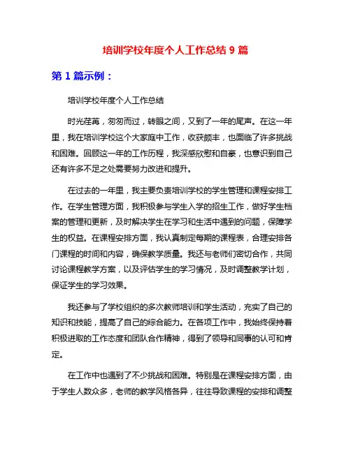 培训学校年度个人工作总结9篇