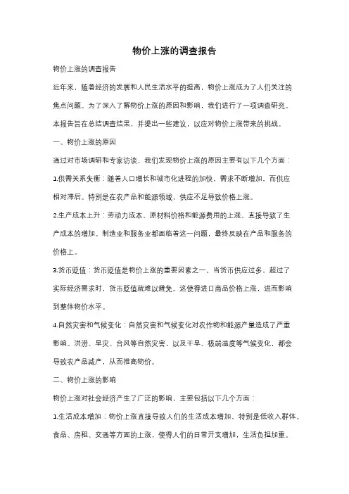 物价上涨的调查报告