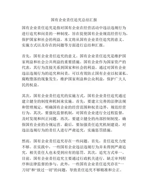 国有企业责任追究总结汇报