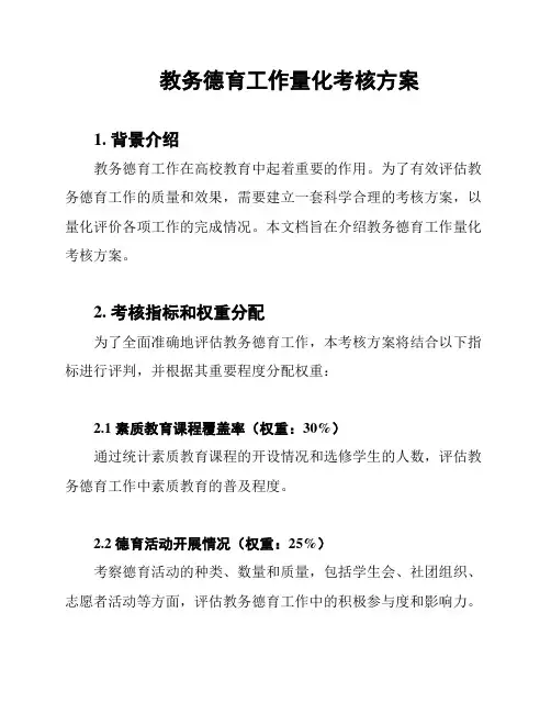 教务德育工作量化考核方案