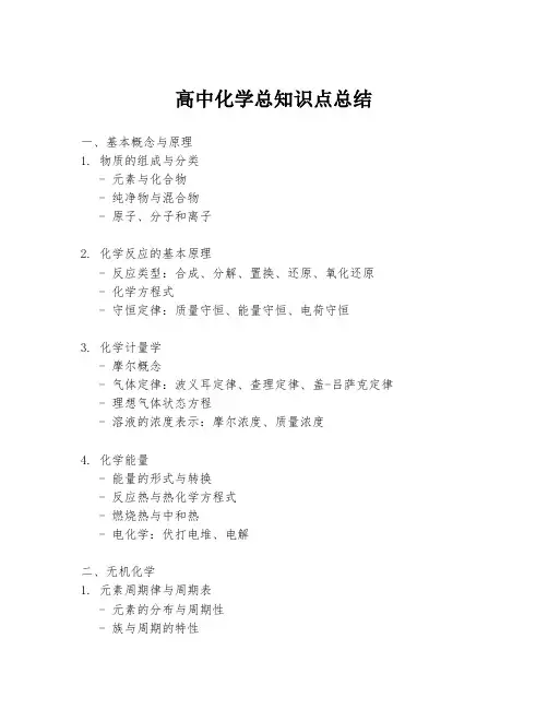 高中化学总知识点总结