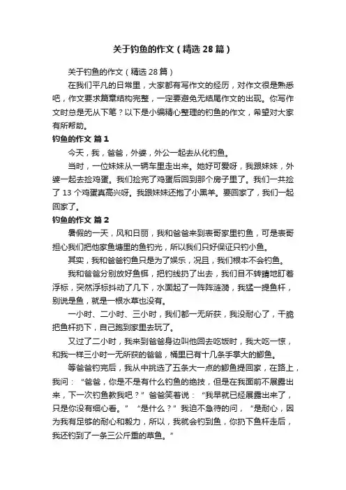 关于钓鱼的作文（精选28篇）