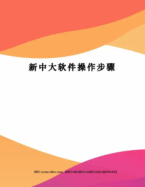 新中大软件操作步骤完整版
