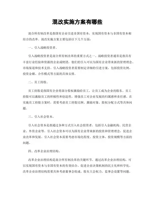混改实施方案有哪些