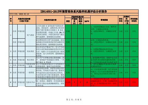 ISO14001-2015环境管理体系风险和机遇评估分析报告