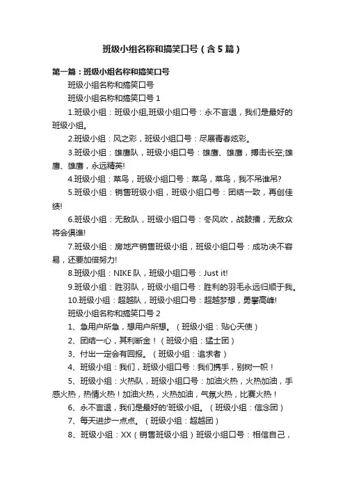 班级小组名称和搞笑口号（含5篇）