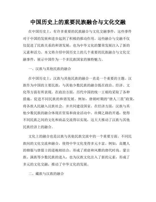 中国历史上的重要民族融合与文化交融