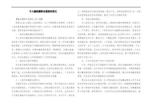 个人廉洁履职自查报告范文