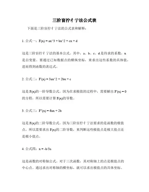 三阶盲拧彳亍法公式表