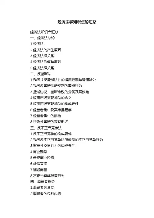经济法学知识点的汇总