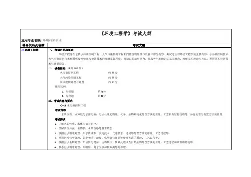 黑龙江科技大学《环境工程学》2020考研专业课复试大纲