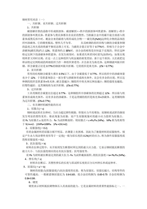 钢材常用术语
