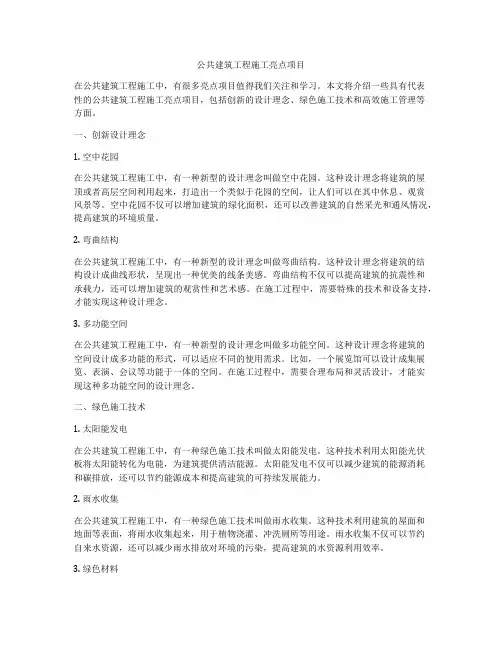 公共建筑工程施工亮点项目