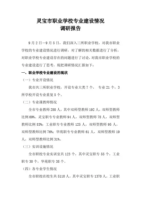 灵宝市职业学校专业建设情况