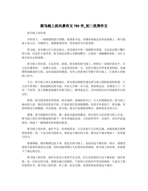 斑马线上的风景作文793字_初二优秀作文
