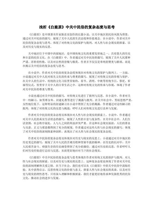 浅析《白鹿原》中关中民俗的复杂态度与思考