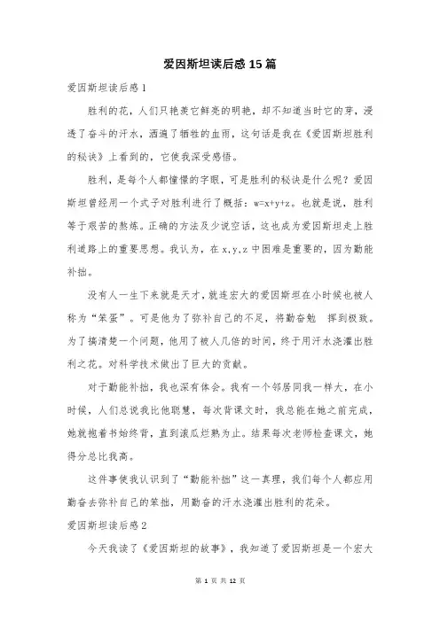 爱因斯坦读后感15篇