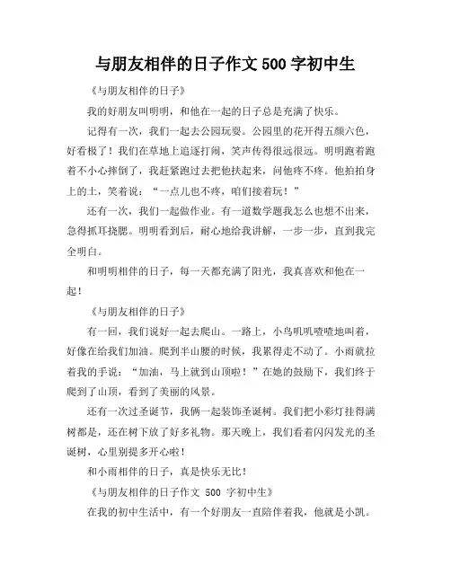 与朋友相伴的日子作文500字初中生