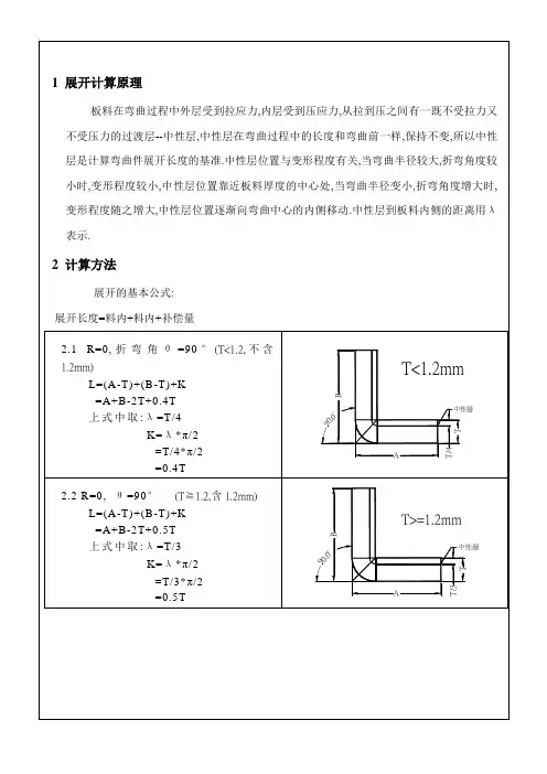 钣金折弯展开计算的原理方法及案例