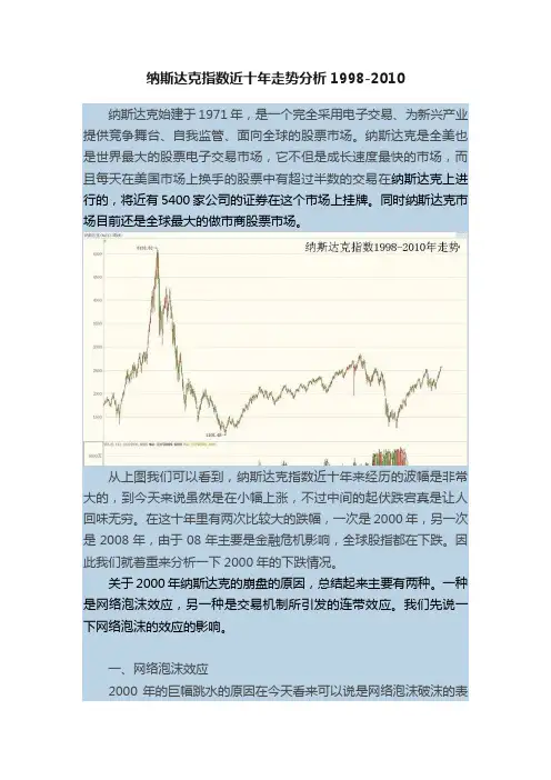 纳斯达克指数近十年走势分析1998-2010