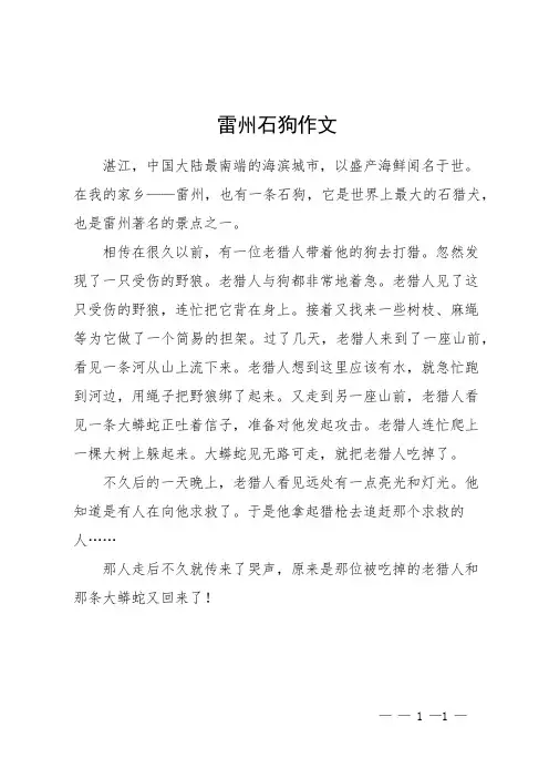 雷州石狗作文