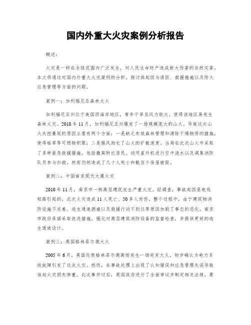 国内外重大火灾案例分析报告