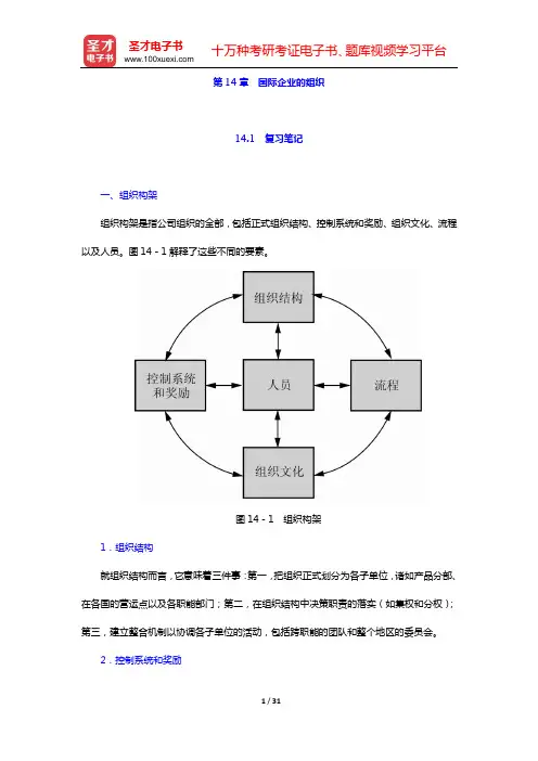 希尔《国际商务》(第9版)笔记和课后习题(含考研真题)详解(第14章 国际企业的组织)【圣才出品】