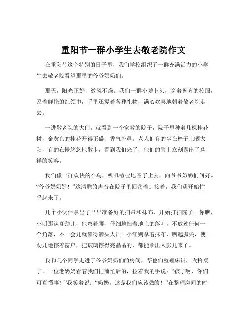 重阳节一群小学生去敬老院作文