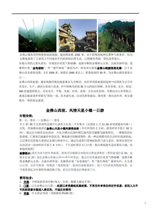 金佛山西坡、天星小镇1日游(不含餐)散客