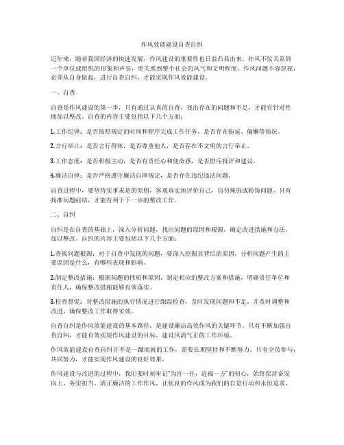 作风效能建设自查自纠