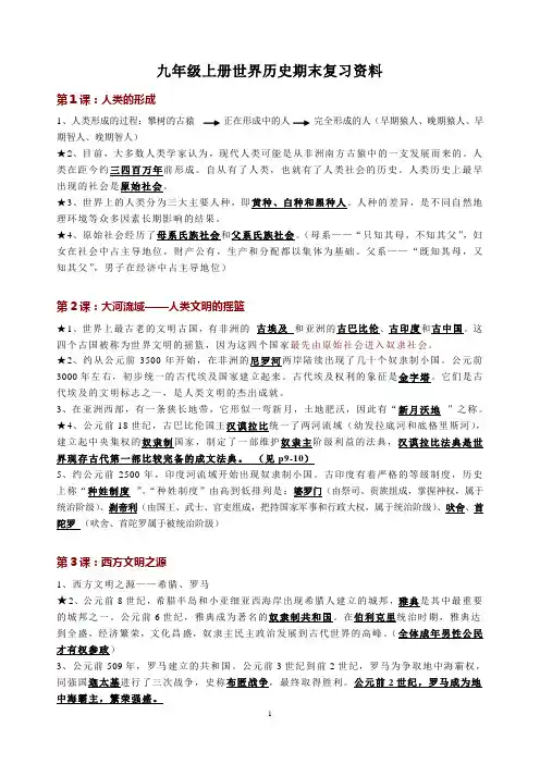 九年级世界史(上下册)总复习(史上最强)