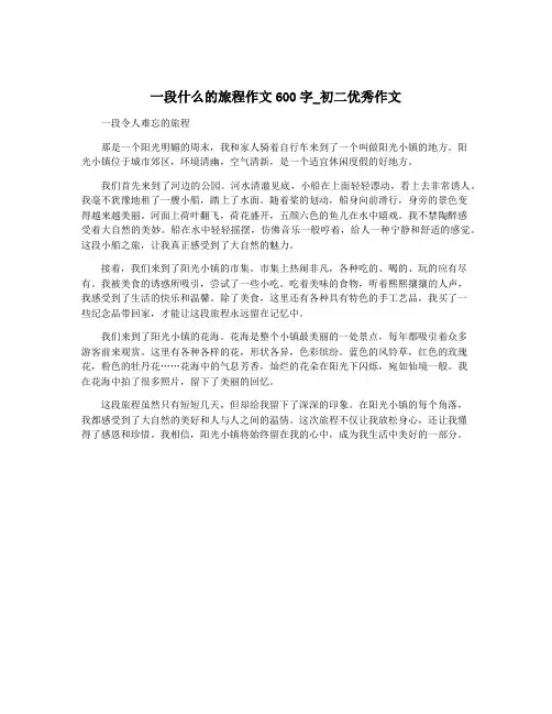 一段什么的旅程作文600字_初二优秀作文