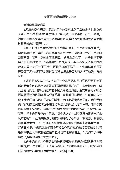 大班区域观察记录20篇